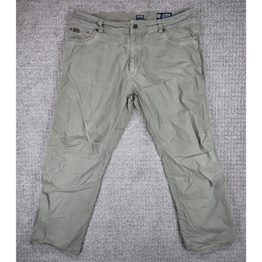 KUHL Mens Revolvr Pants Khaki Vintage Patina Dye Relaxed Fit Size 40x32 Distress